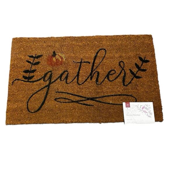 Loloi Harvest Pumpkin “Gather” Coir Doormat 18x30 Fall Autumn Decor NWT - Picture 1 of 3